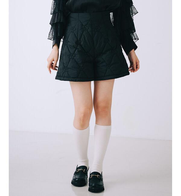 SELFIST「オリジナルロゴフラワー刺繍中綿ショートパンツ」|その他|ブラック