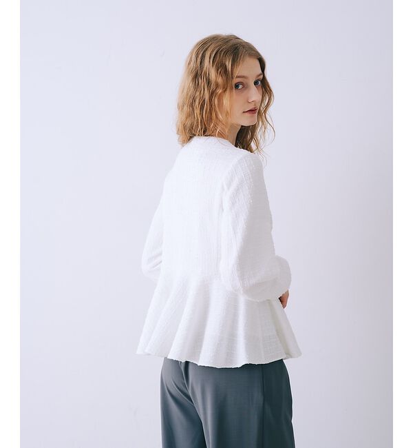 SELFIST「ペプラムカットツイードジャケット」|ノーカラージャケット|