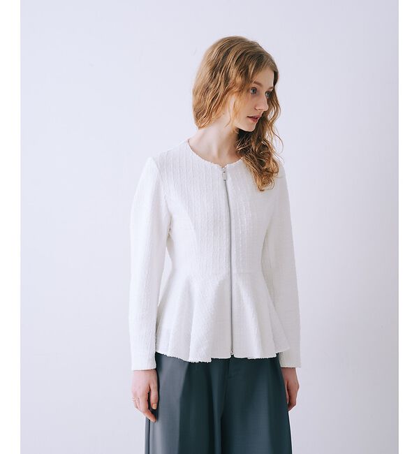 SELFIST「ペプラムカットツイードジャケット」|ノーカラージャケット|