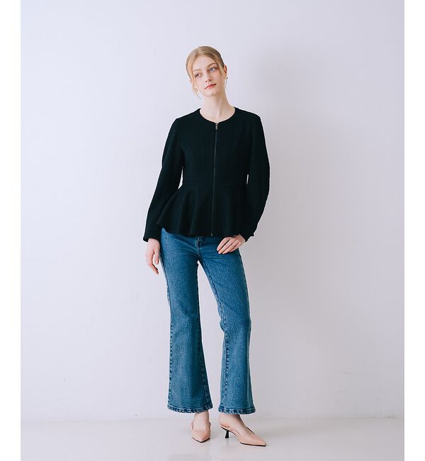 SELFIST「ペプラムカットツイードジャケット」|ノーカラージャケット|