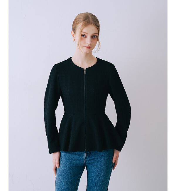 SELFIST「ペプラムカットツイードジャケット」|ノーカラージャケット|