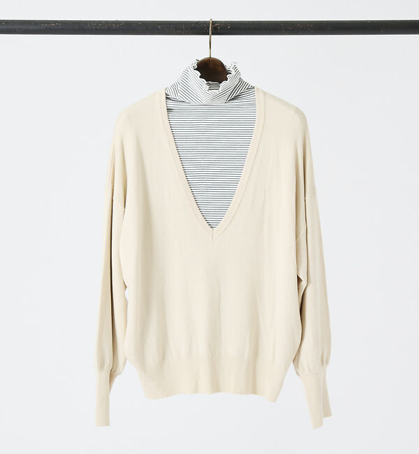 abahouse mavie「レーヨンアクリル深Vネックアンサンブル」|ニット・セーター|ホワイト系その他1