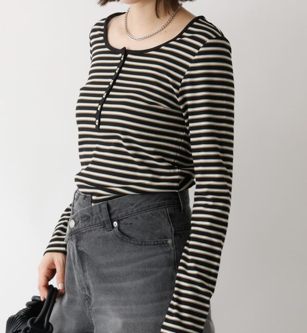 abahouse mavie「ボーダーヘンリーネックプルオーバー【予約】」|Tシャツ・カットソー|