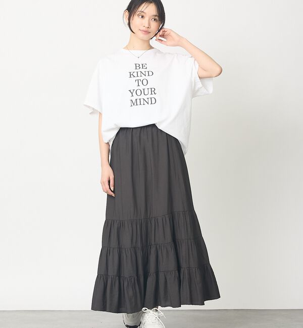 abahouse mavie「【裾タック】ロゴタックTシャツ/半袖/大人カジュアル/体型カバー【予約】」|Tシャツ・カットソー|