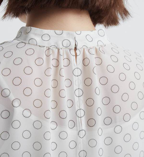TIARA「ドット&times;ドットハイネックフリルブラウス」|シャツ・ブラウス|