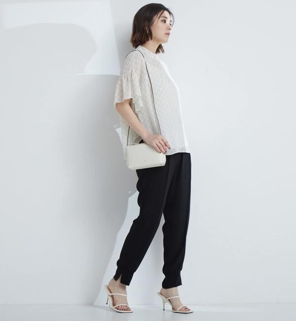 TIARA「ドット&times;ドットハイネックフリルブラウス」|シャツ・ブラウス|