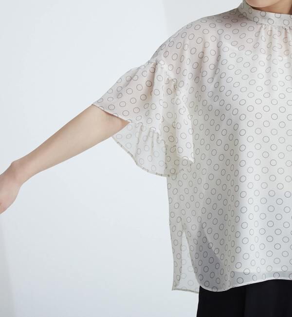 TIARA「ドット&times;ドットハイネックフリルブラウス」|シャツ・ブラウス|