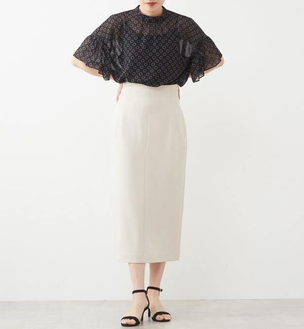 TIARA「ドット&times;ドットハイネックフリルブラウス」|シャツ・ブラウス|