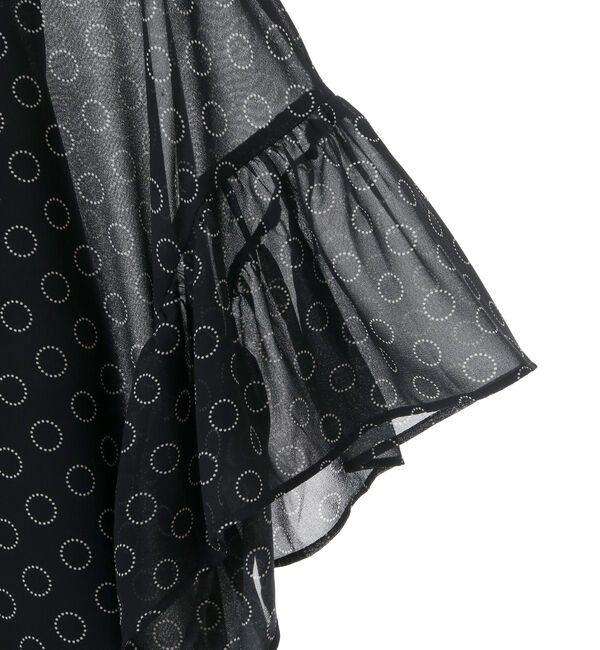 TIARA「ドット&times;ドットハイネックフリルブラウス」|シャツ・ブラウス|