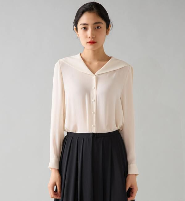 TIARA「バイカラーセーラーブラウス」|シャツ・ブラウス|アイボリー