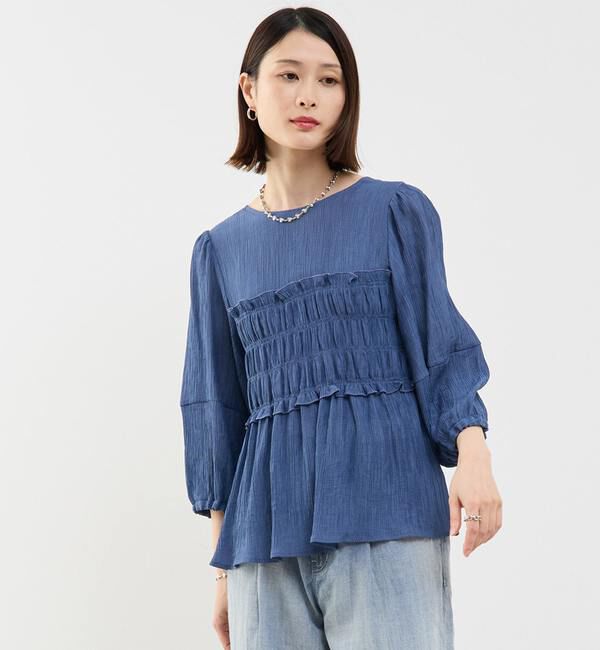 Soffitto「ギャザー切り替え2WAYブラウス」|シャツ・ブラウス|ブルー