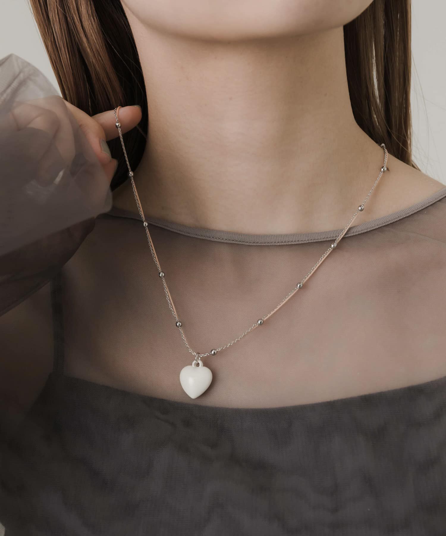 SMELLY「ハートトップコードチェーンネックレス」|ネックレス|アイボリー