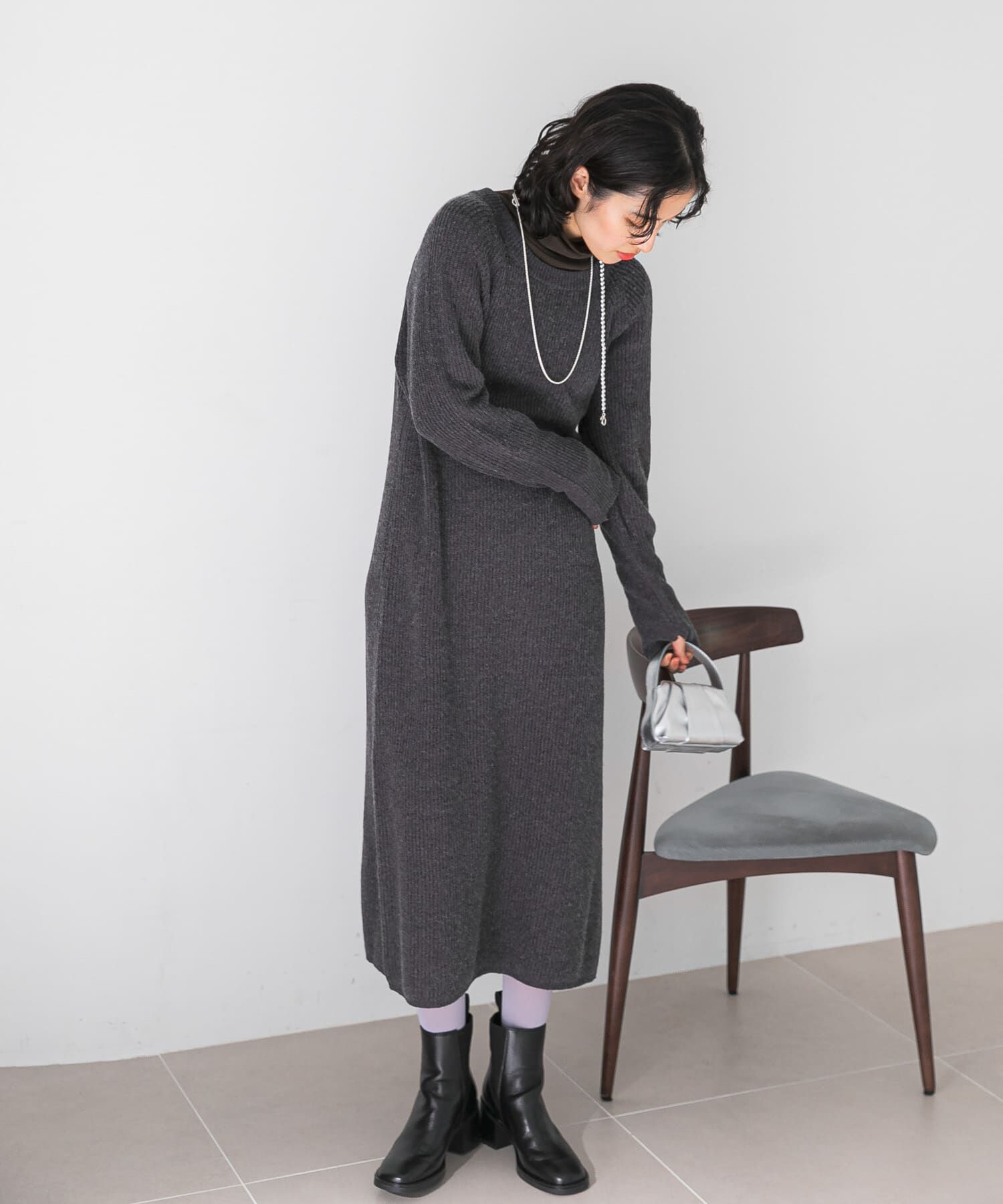 URBAN RESEARCH ROSSO「ヤク混サイドスリット畦ニットワンピース」|ワンピース|