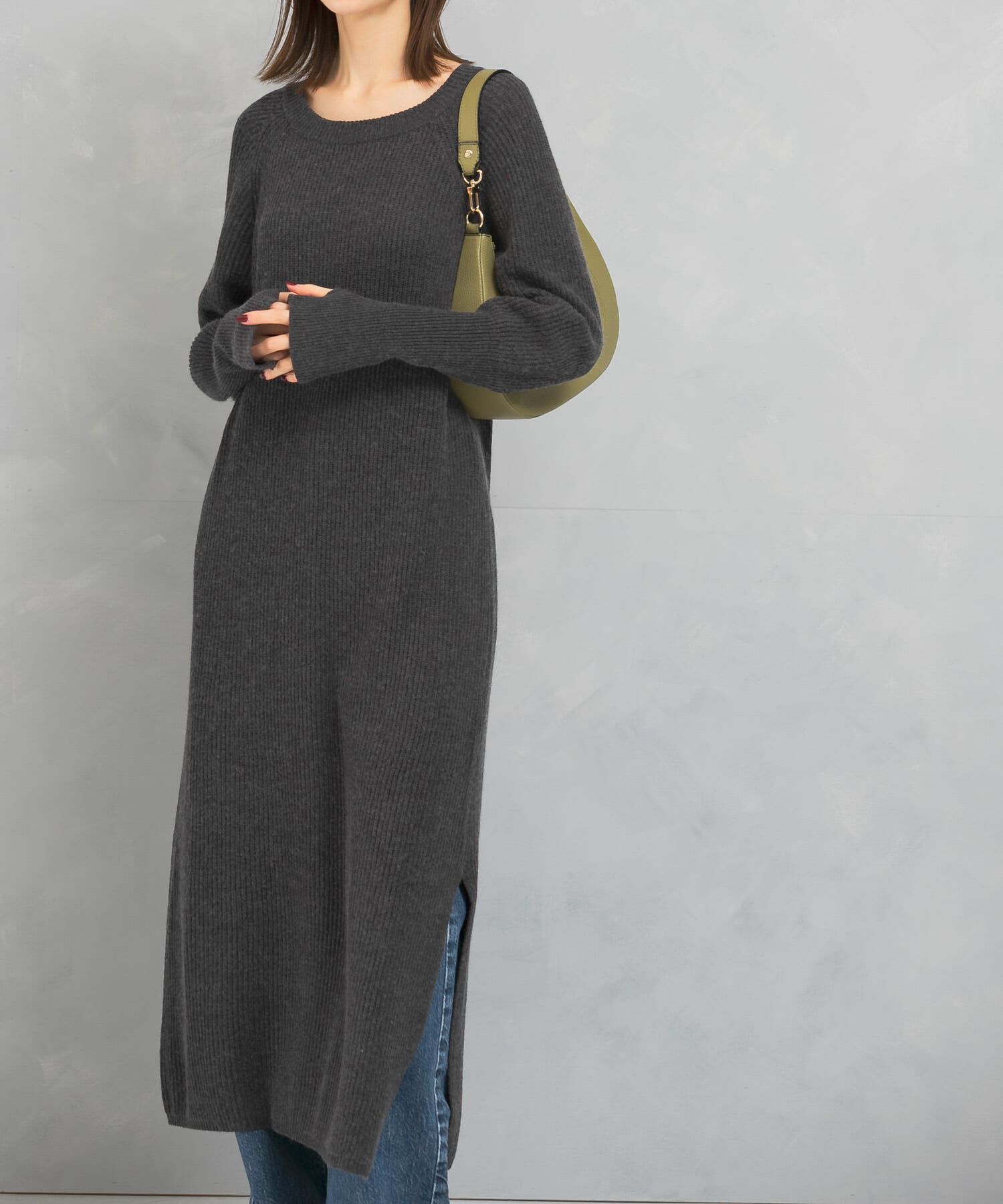 URBAN RESEARCH ROSSO「ヤク混サイドスリット畦ニットワンピース」|ワンピース|