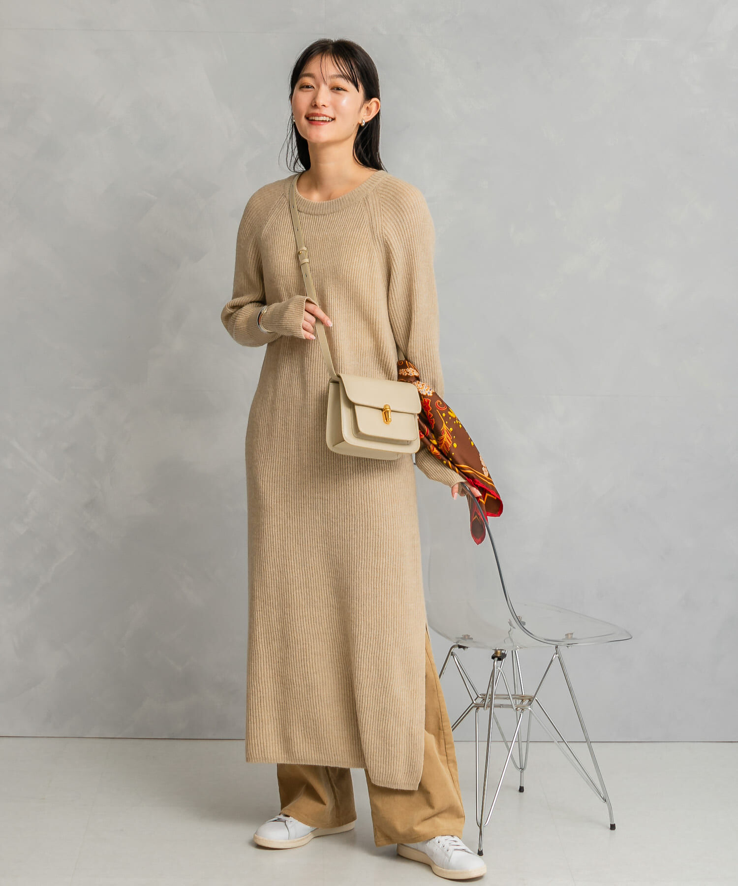 URBAN RESEARCH ROSSO「ヤク混サイドスリット畦ニットワンピース」|ワンピース|