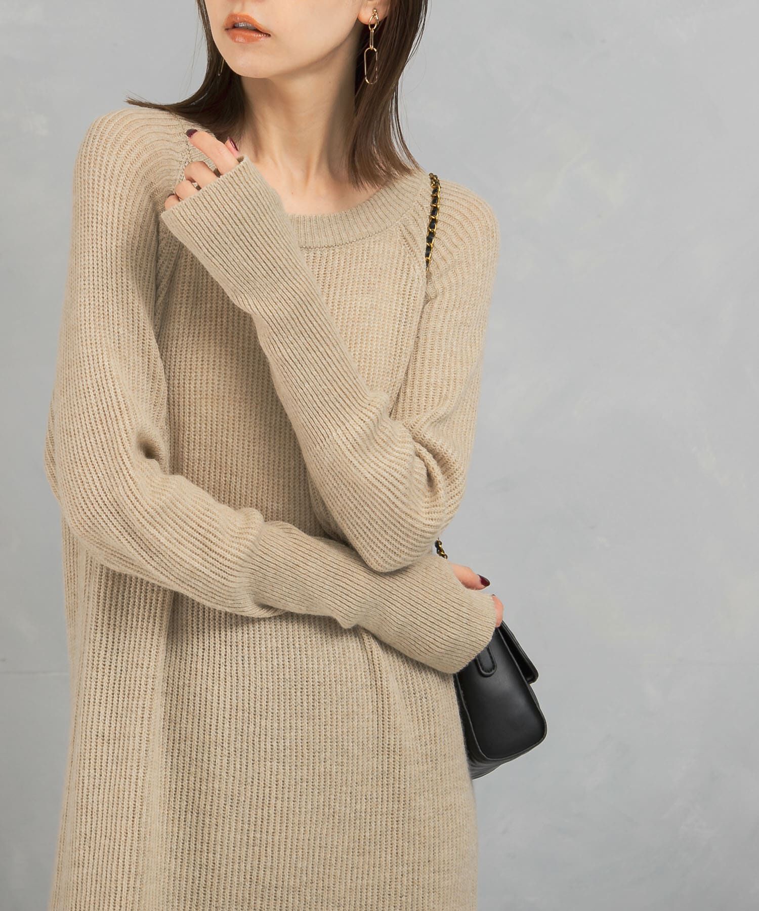 URBAN RESEARCH ROSSO「ヤク混サイドスリット畦ニットワンピース」|ワンピース|