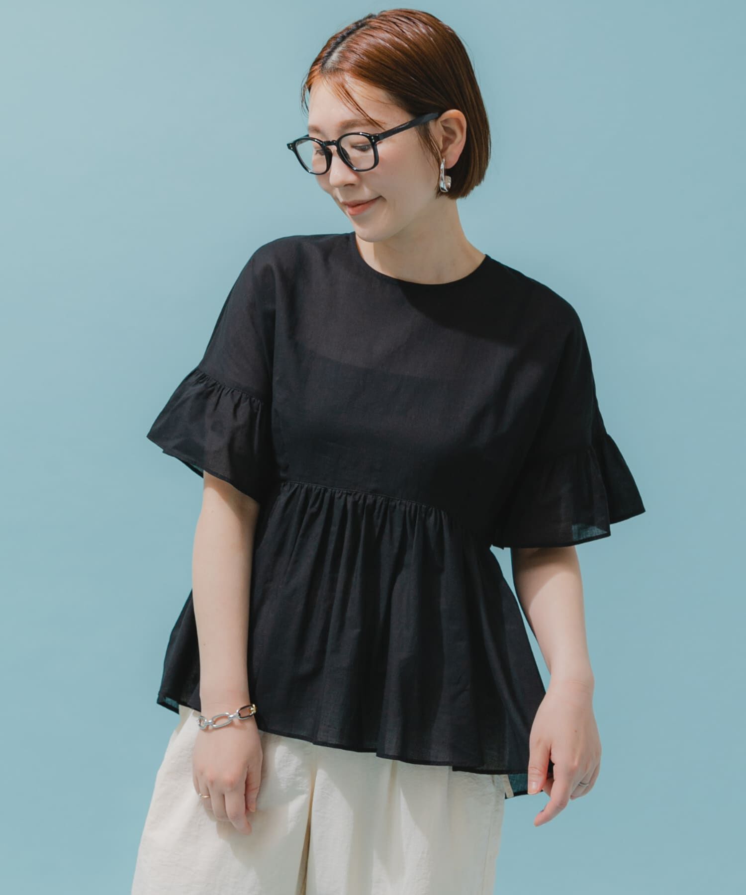 URBAN RESEARCH ROSSO「F by ROSSO　コットンボイル切替ギャザーブラウス」|シャツ・ブラウス|