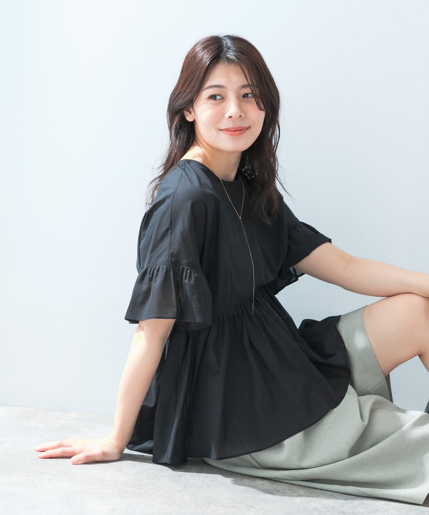 URBAN RESEARCH ROSSO「F by ROSSO　コットンボイル切替ギャザーブラウス」|シャツ・ブラウス|