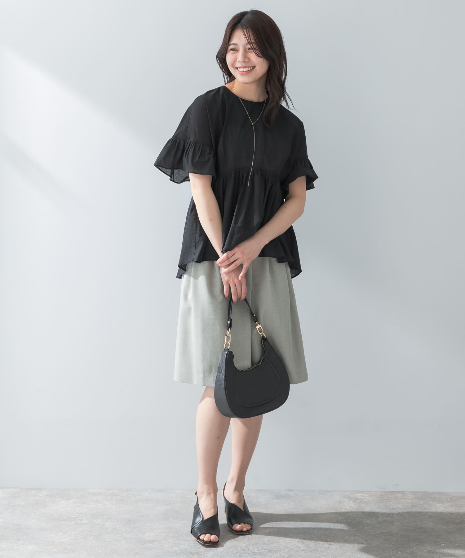 URBAN RESEARCH ROSSO「F by ROSSO　コットンボイル切替ギャザーブラウス」|シャツ・ブラウス|