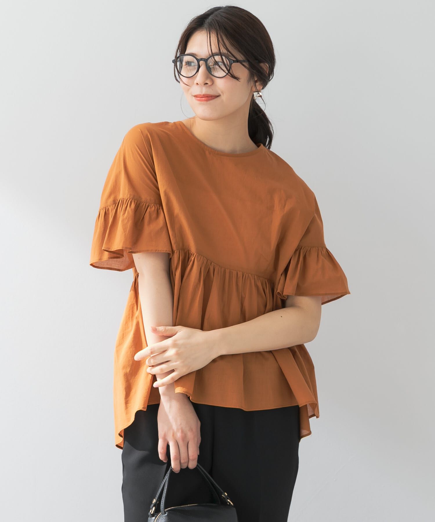 URBAN RESEARCH ROSSO「F by ROSSO　コットンボイル切替ギャザーブラウス」|シャツ・ブラウス|