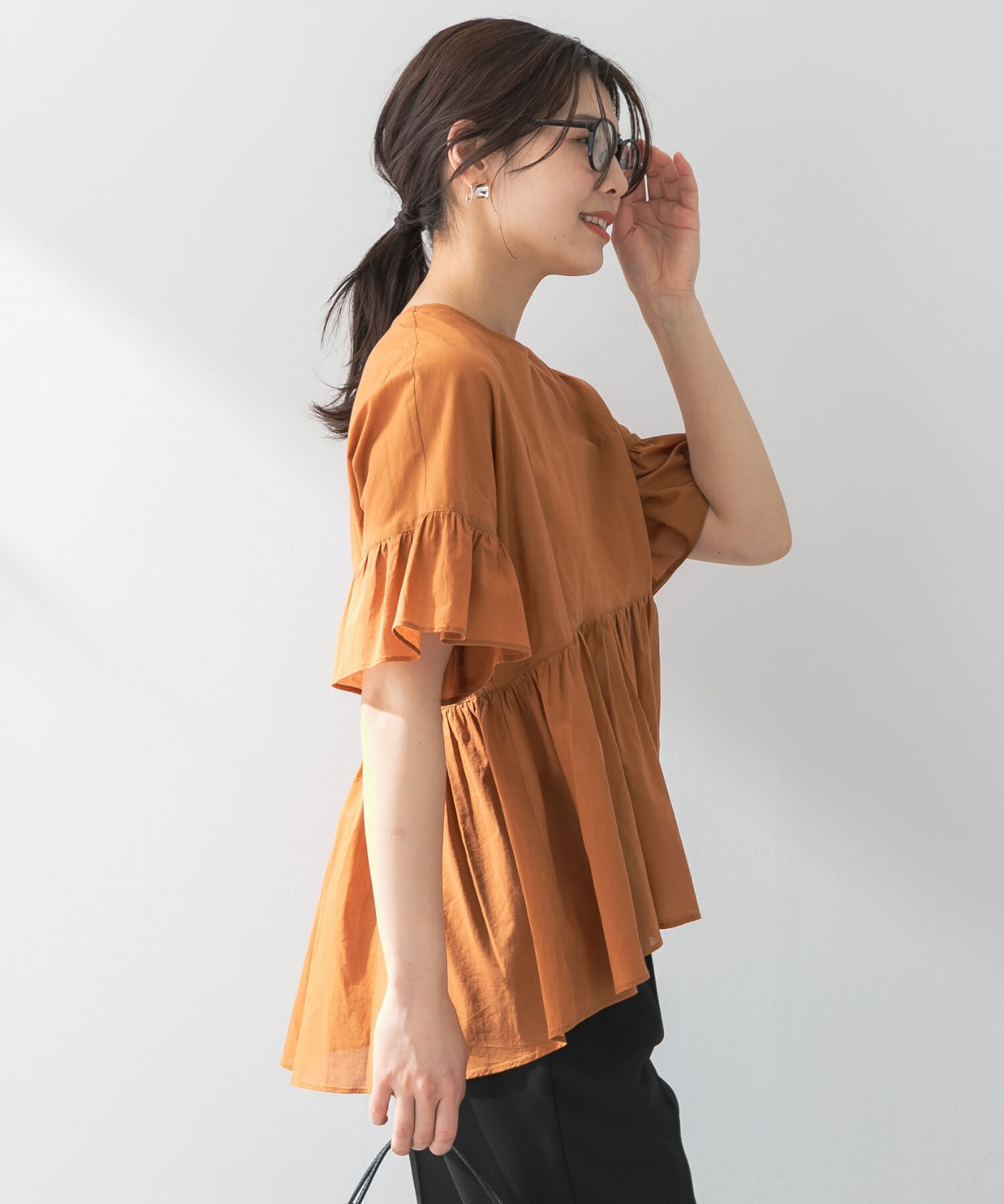 URBAN RESEARCH ROSSO「F by ROSSO　コットンボイル切替ギャザーブラウス」|シャツ・ブラウス|