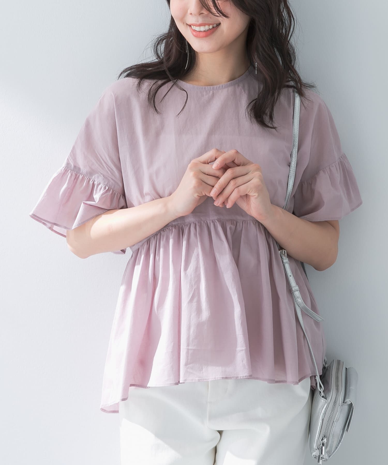 URBAN RESEARCH ROSSO「F by ROSSO　コットンボイル切替ギャザーブラウス」|シャツ・ブラウス|