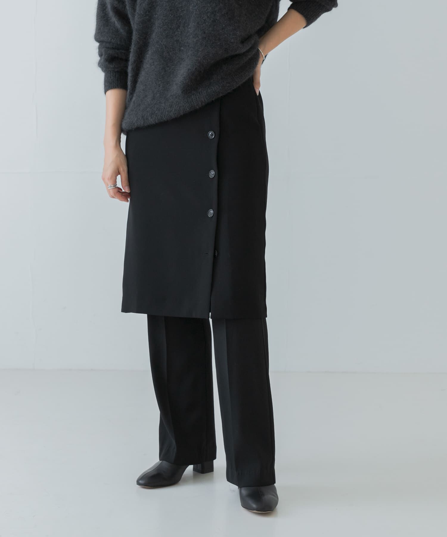 URBAN RESEARCH「レイヤードラップスカート」|スカート|ブラック