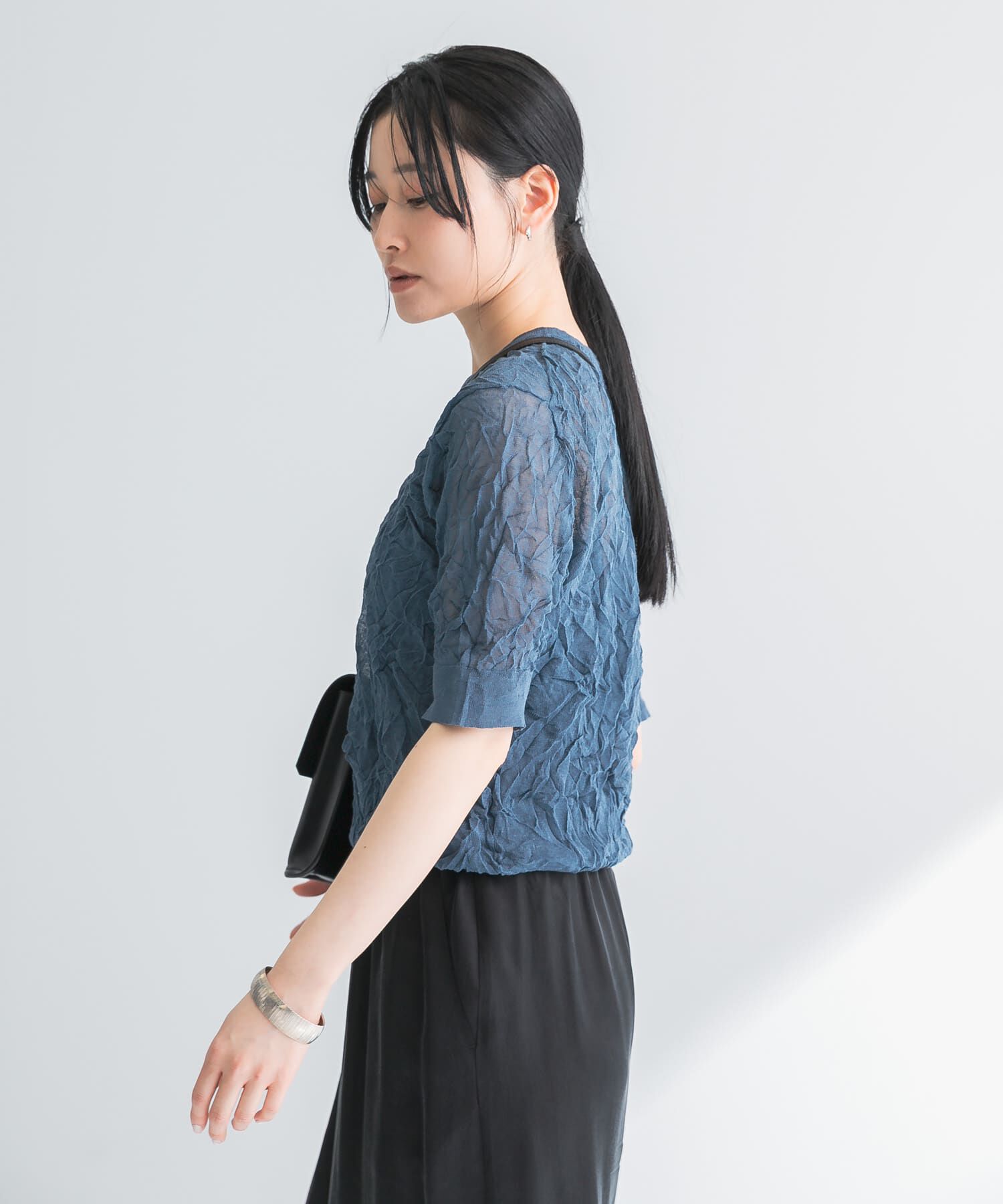 URBAN RESEARCH「new basic　リネン混ワッシャーハーフスリーブニット」|ニット・セーター|