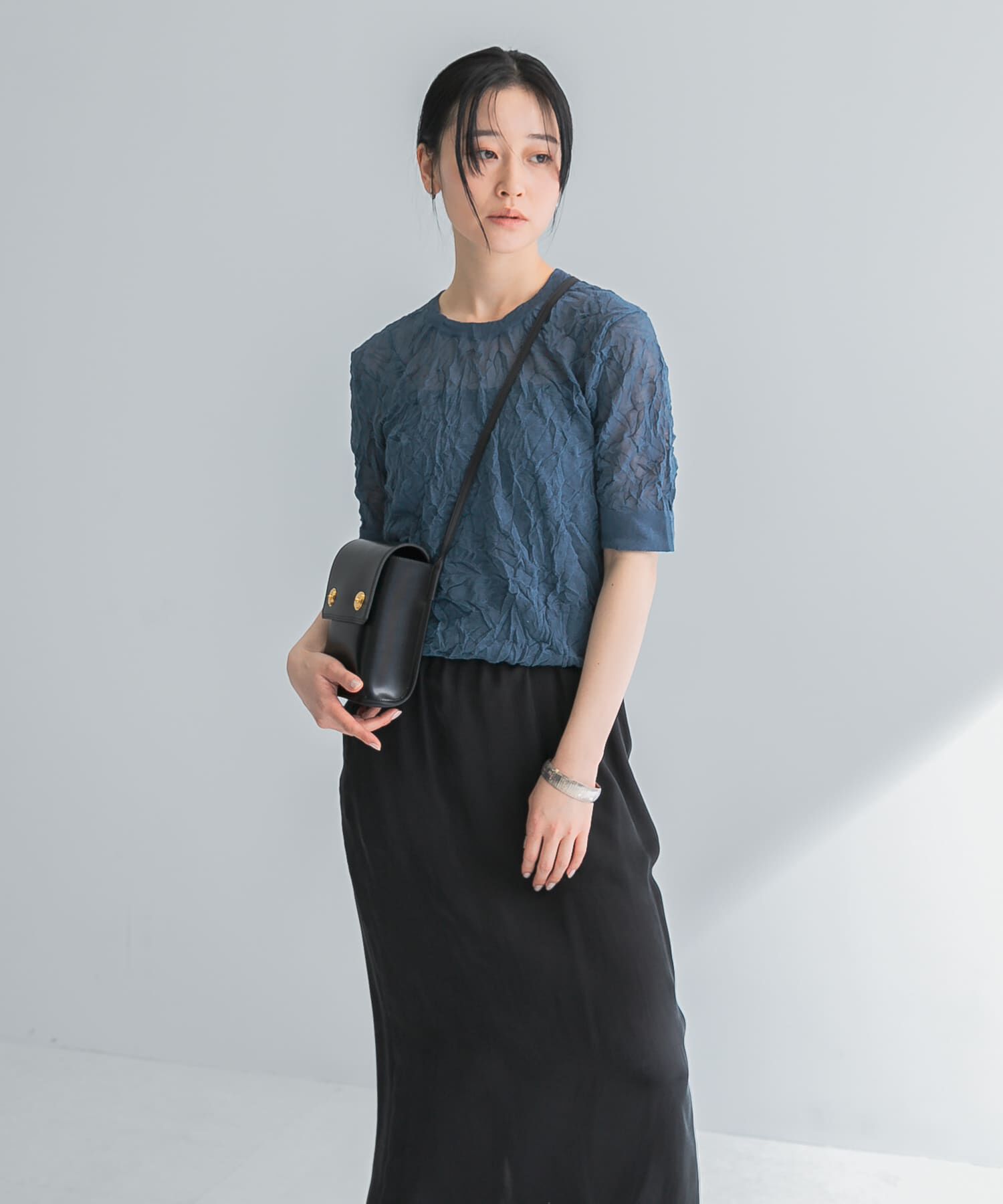 URBAN RESEARCH「new basic　リネン混ワッシャーハーフスリーブニット」|ニット・セーター|