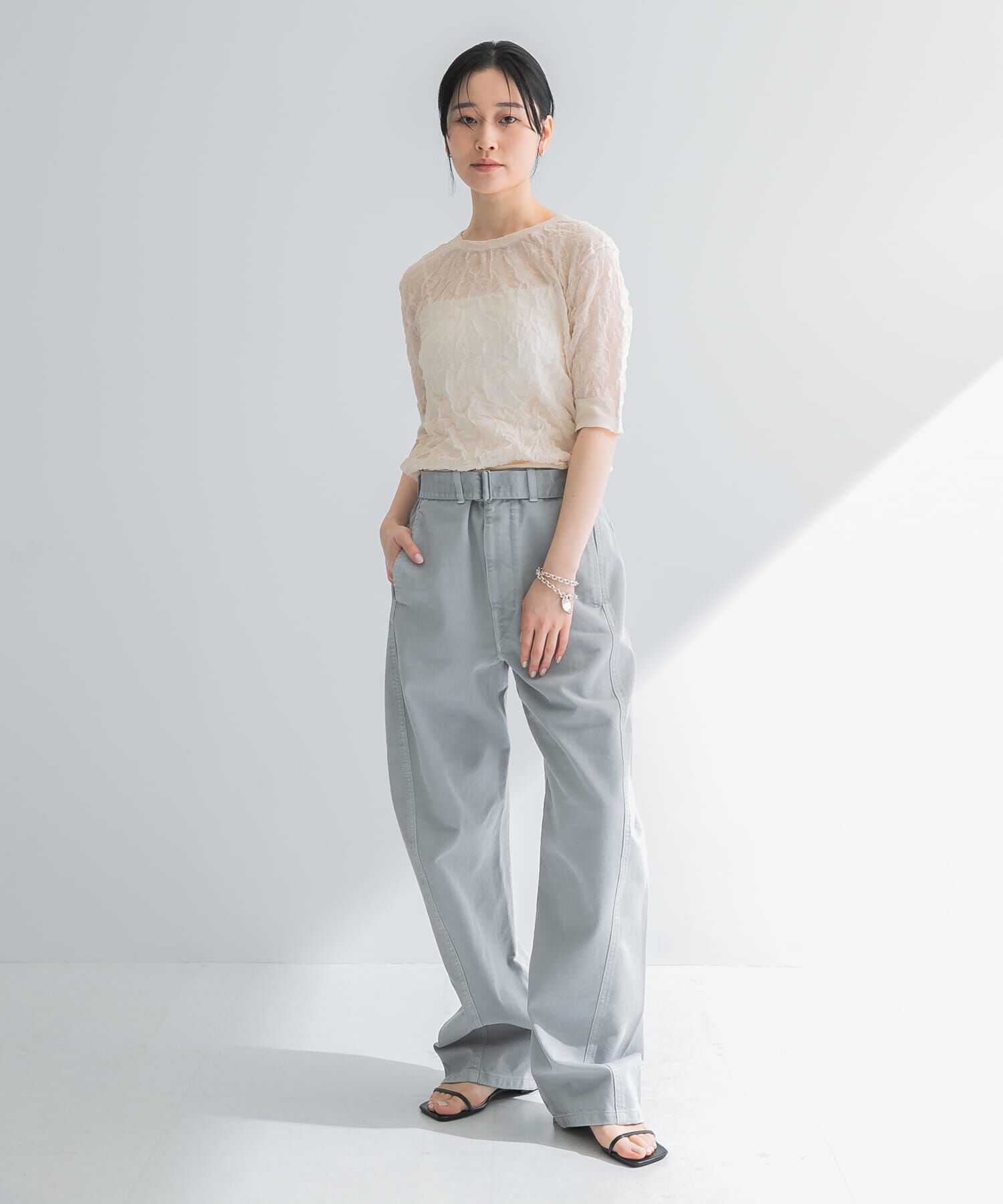 URBAN RESEARCH「new basic　リネン混ワッシャーハーフスリーブニット」|ニット・セーター|