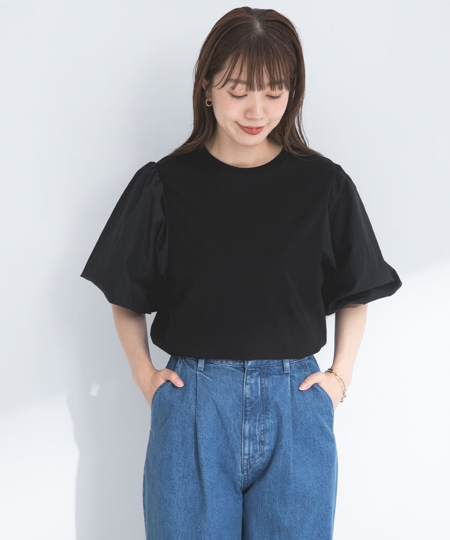 Sonny Label 「『WEB/一部店舗限定』異素材バルーンスリーブプルオーバー」|Tシャツ・カットソー|