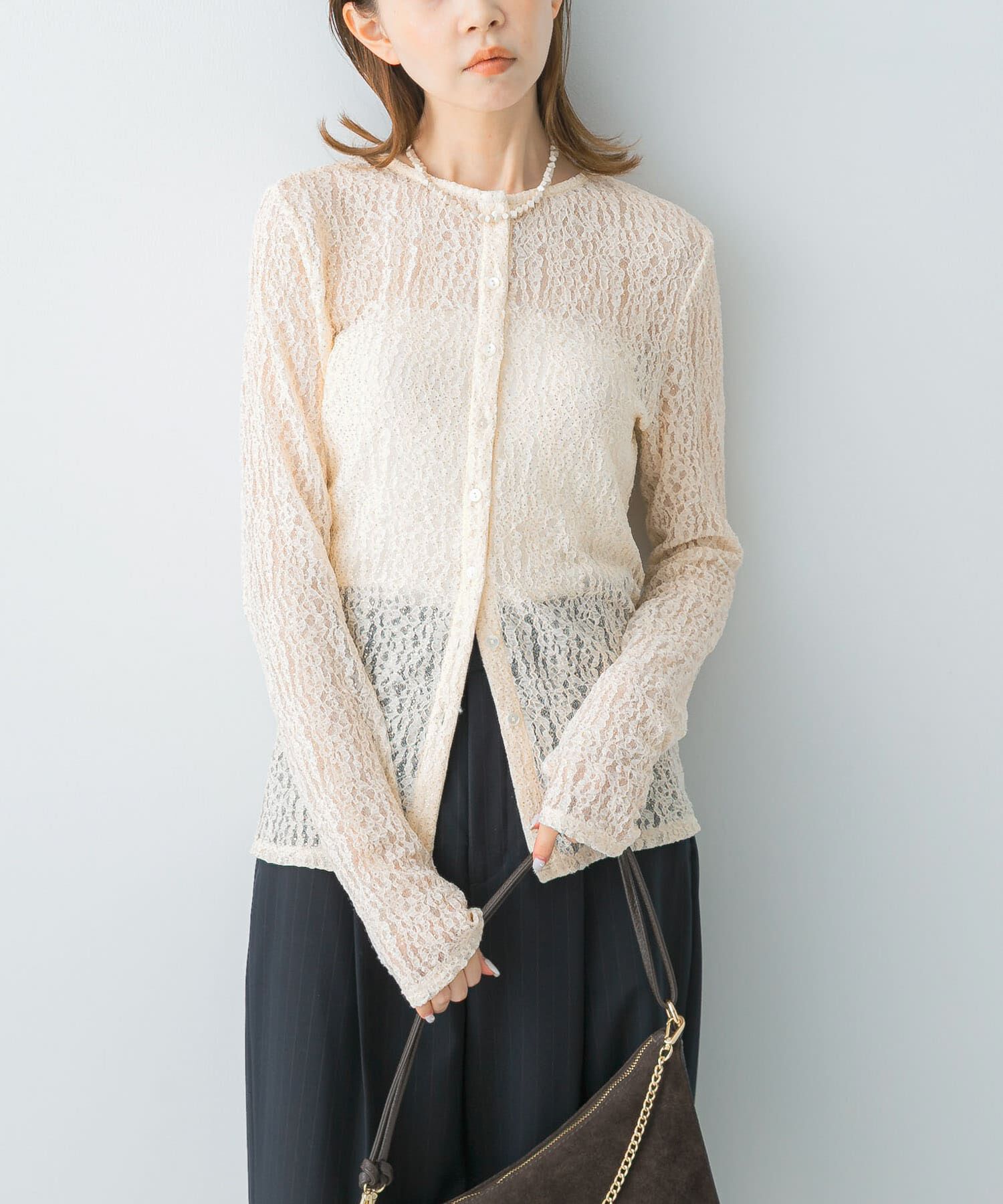 URBAN RESEARCH ROSSO「ラメレースカットソー」|Tシャツ・カットソー|アイボリー