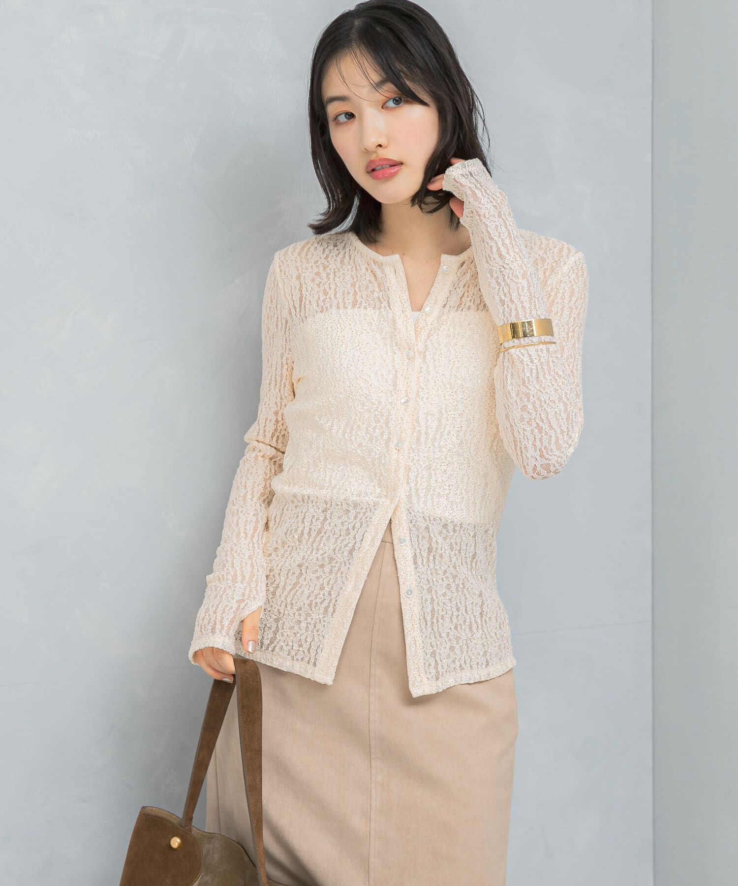 URBAN RESEARCH ROSSO「ラメレースカットソー」|Tシャツ・カットソー|