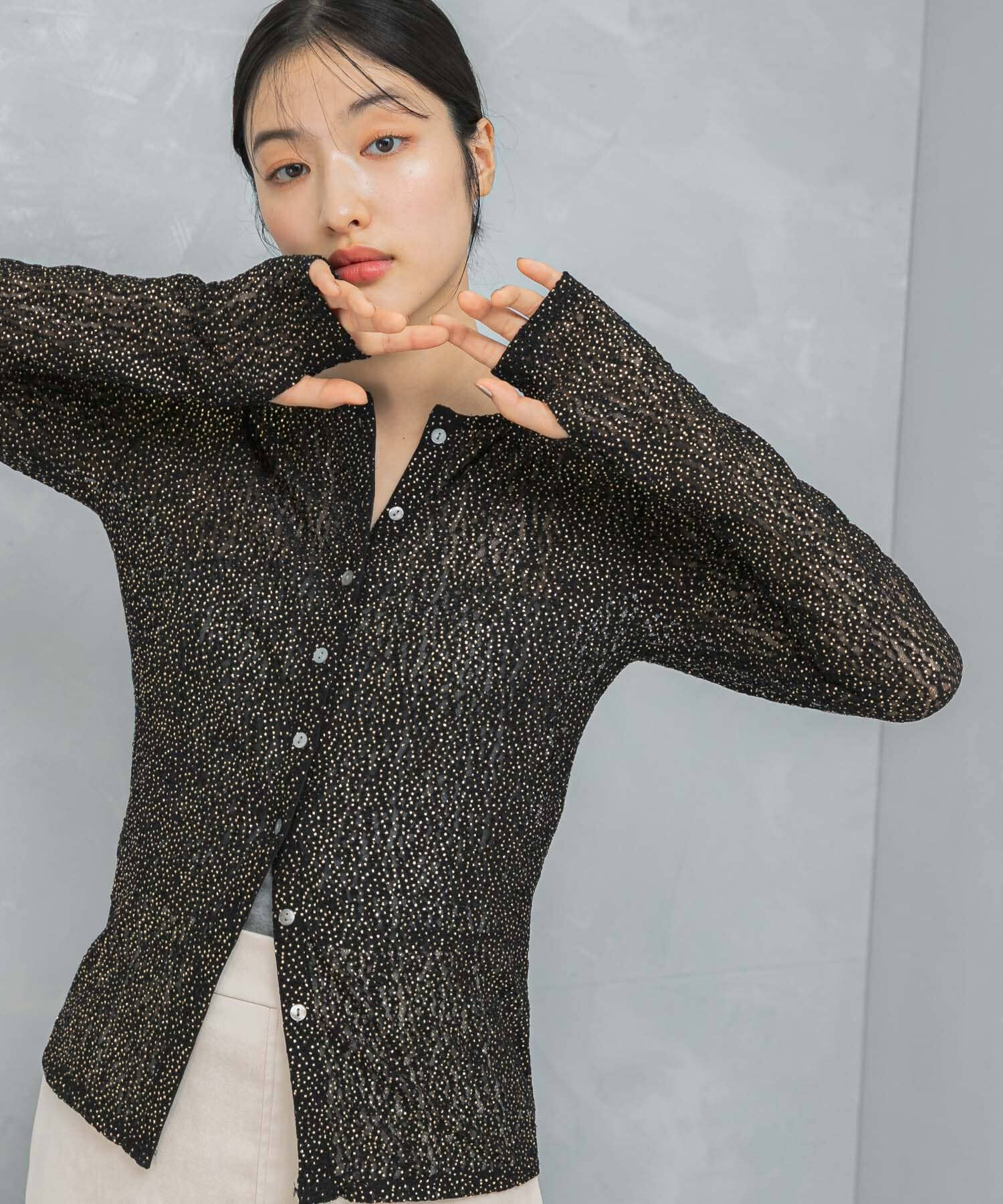 URBAN RESEARCH ROSSO「ラメレースカットソー」|Tシャツ・カットソー|ブラック