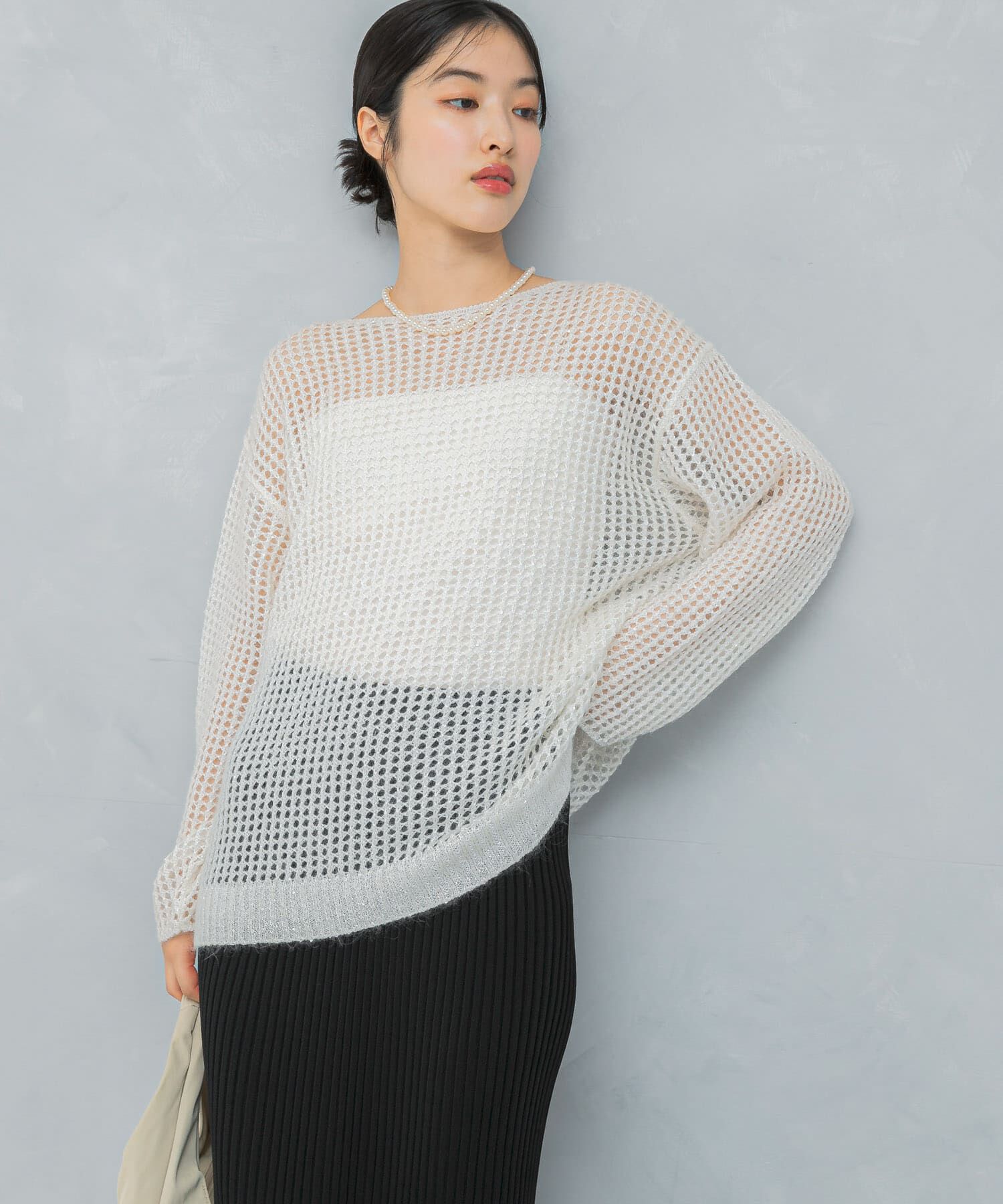 URBAN RESEARCH ROSSO「スパンコールシアーニット」|ニット・セーター|