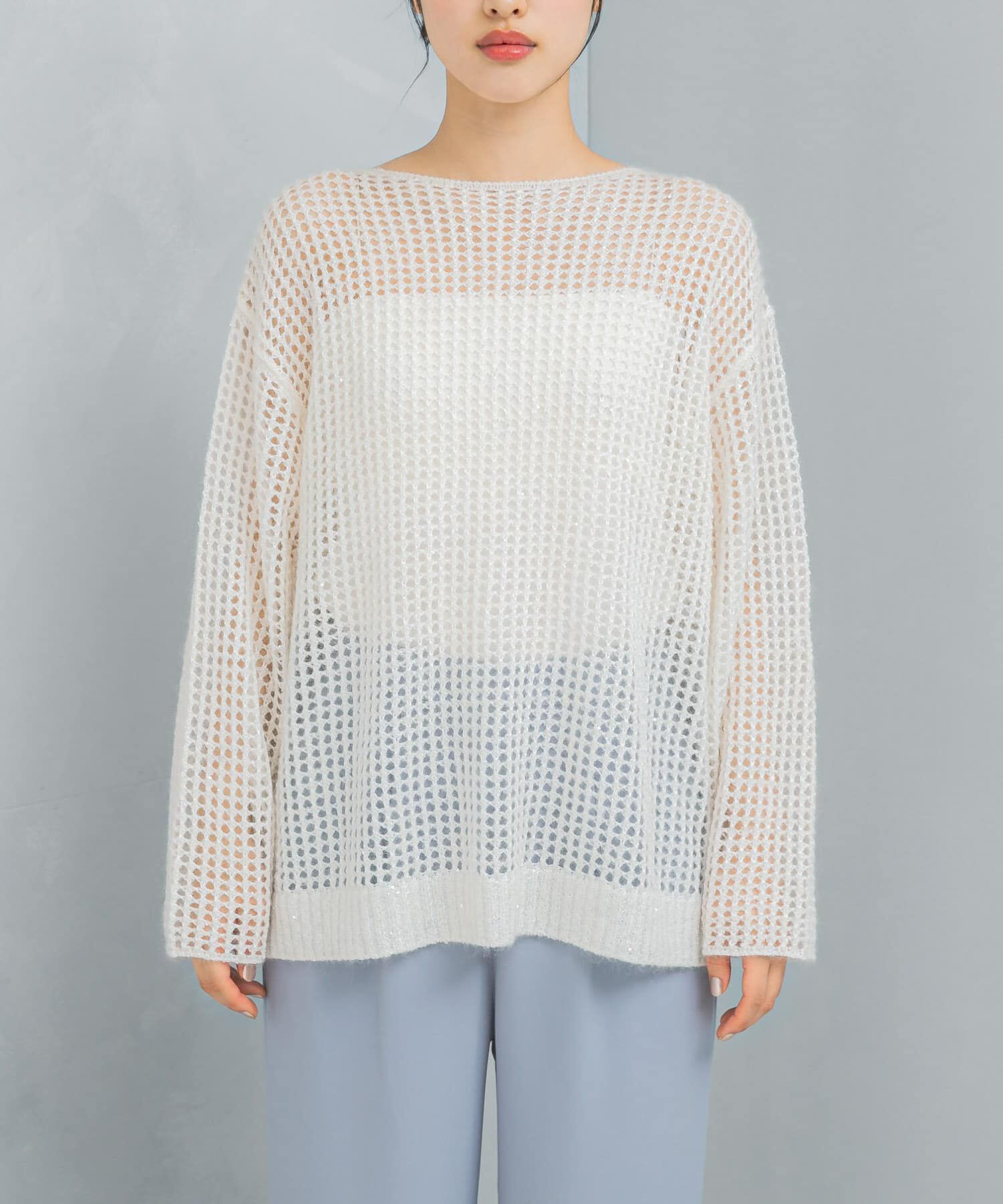 URBAN RESEARCH ROSSO「スパンコールシアーニット」|ニット・セーター|