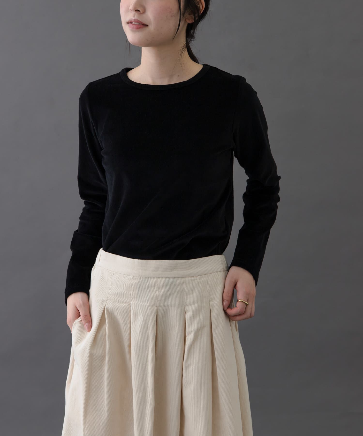 URBAN RESEARCH DOORS「FORK&SPOON　ベロアロングスリーブTシャツ」|Tシャツ・カットソー|