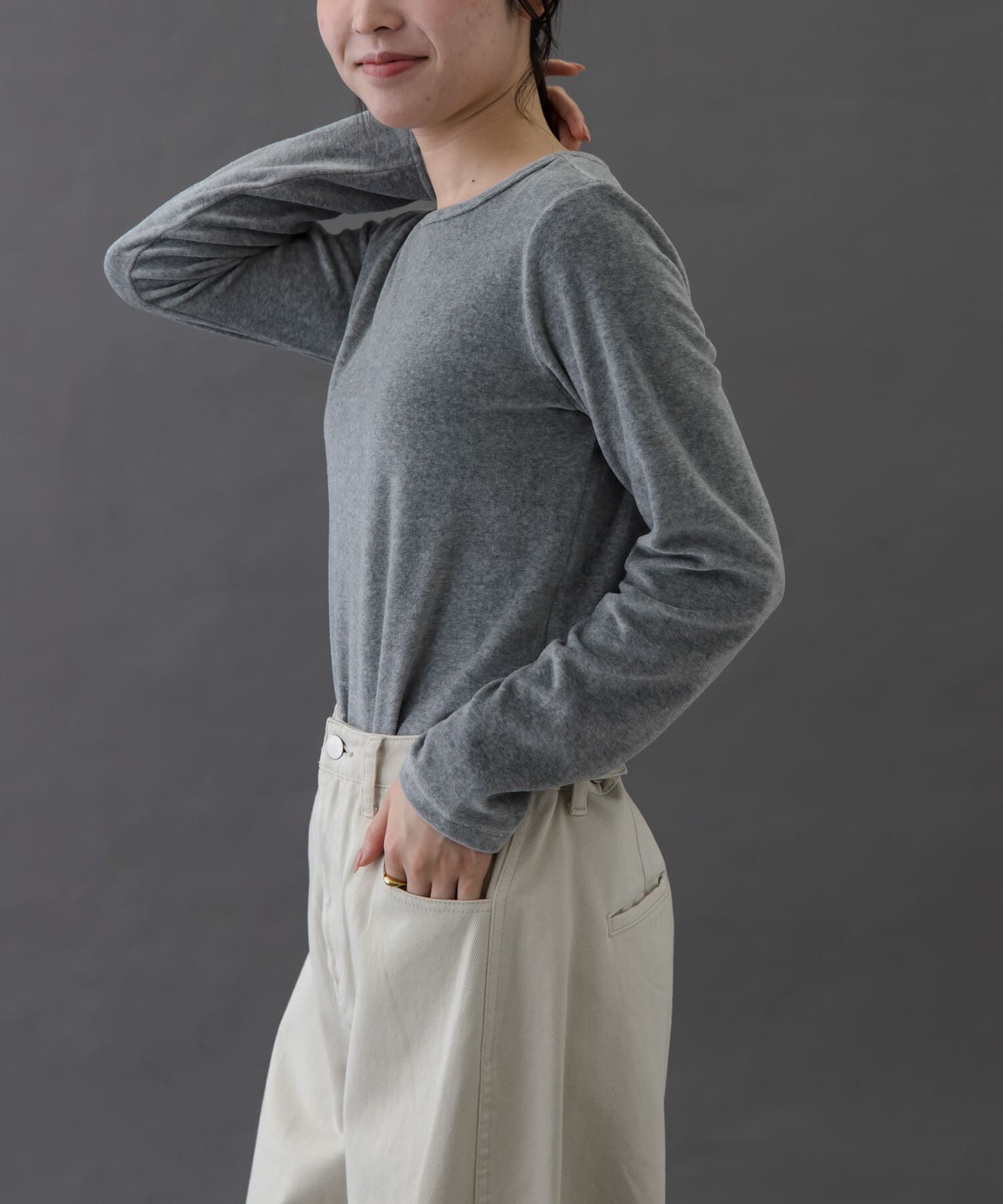 URBAN RESEARCH DOORS「FORK&SPOON　ベロアロングスリーブTシャツ」|Tシャツ・カットソー|