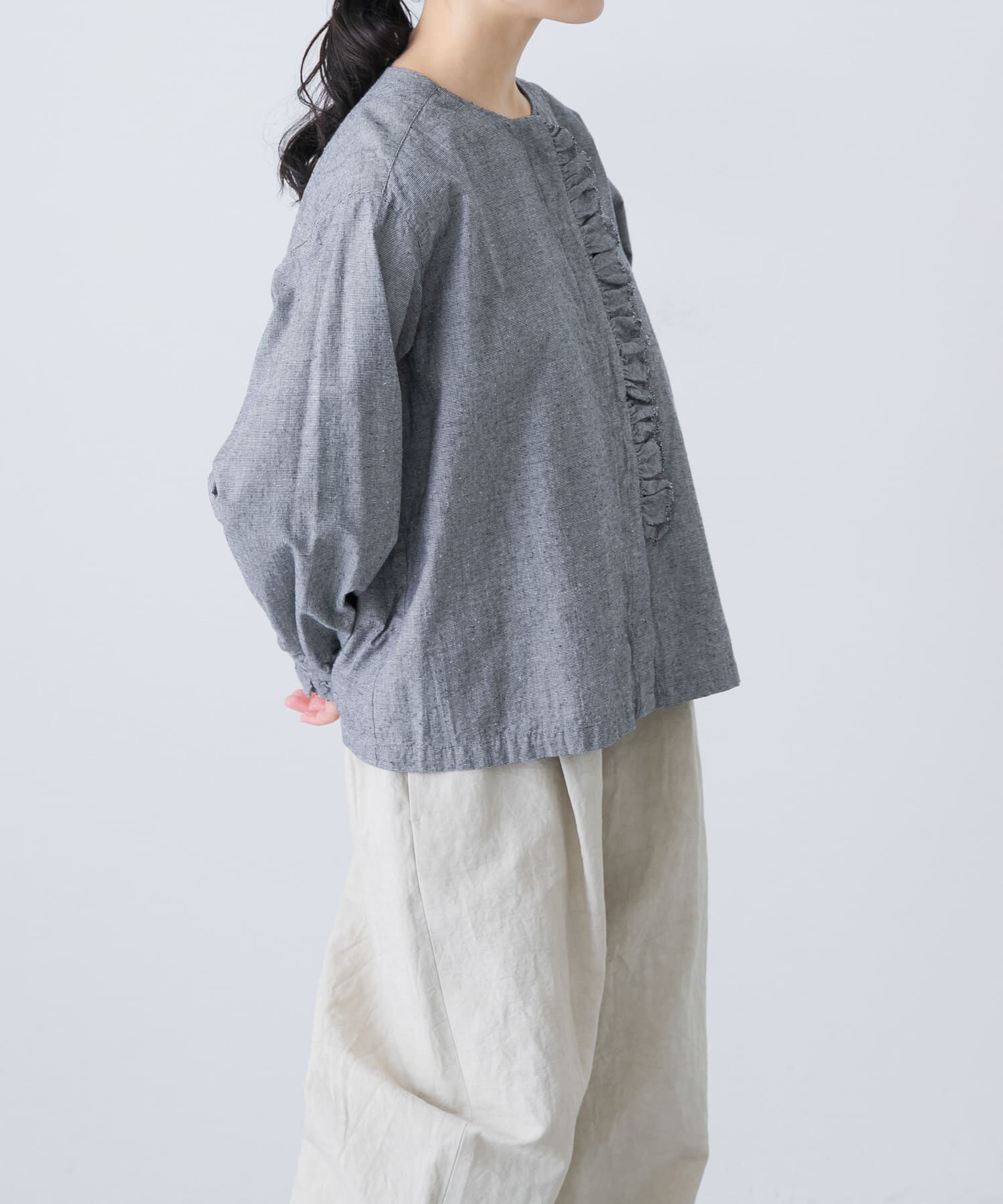 かぐれ「コットンシルクフリルブラウス」|シャツ・ブラウス|