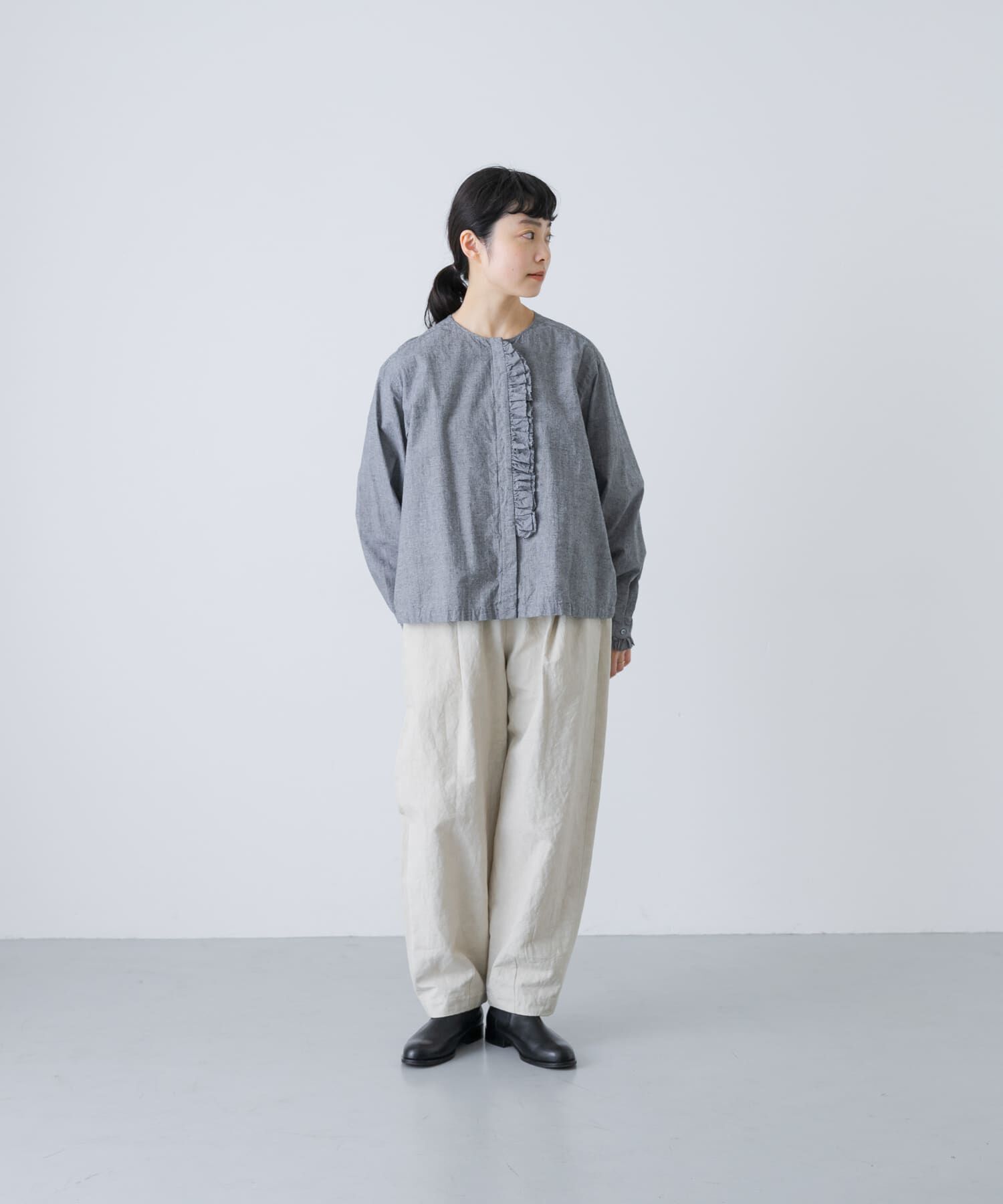 かぐれ「コットンシルクフリルブラウス」|シャツ・ブラウス|