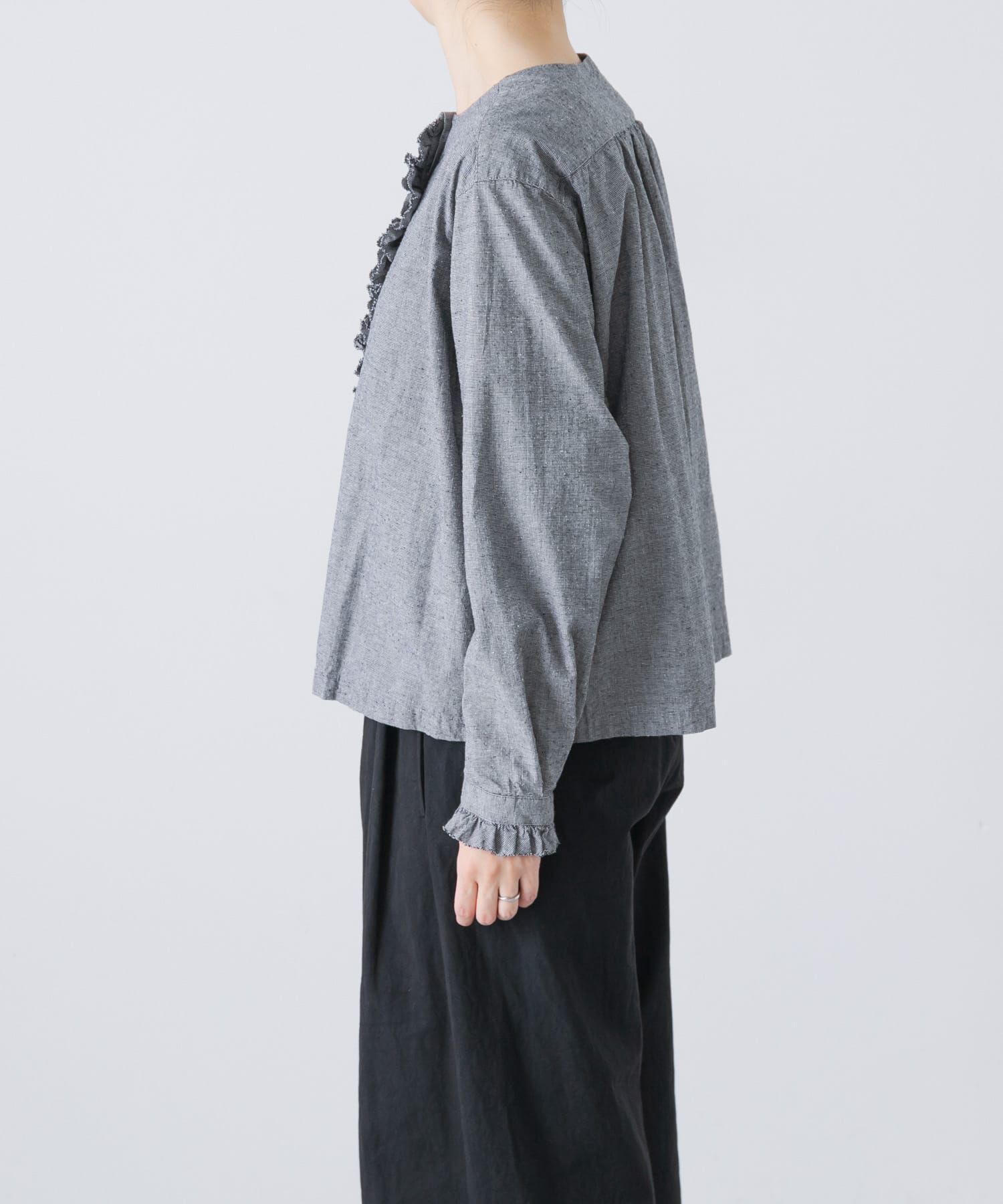 かぐれ「コットンシルクフリルブラウス」|シャツ・ブラウス|