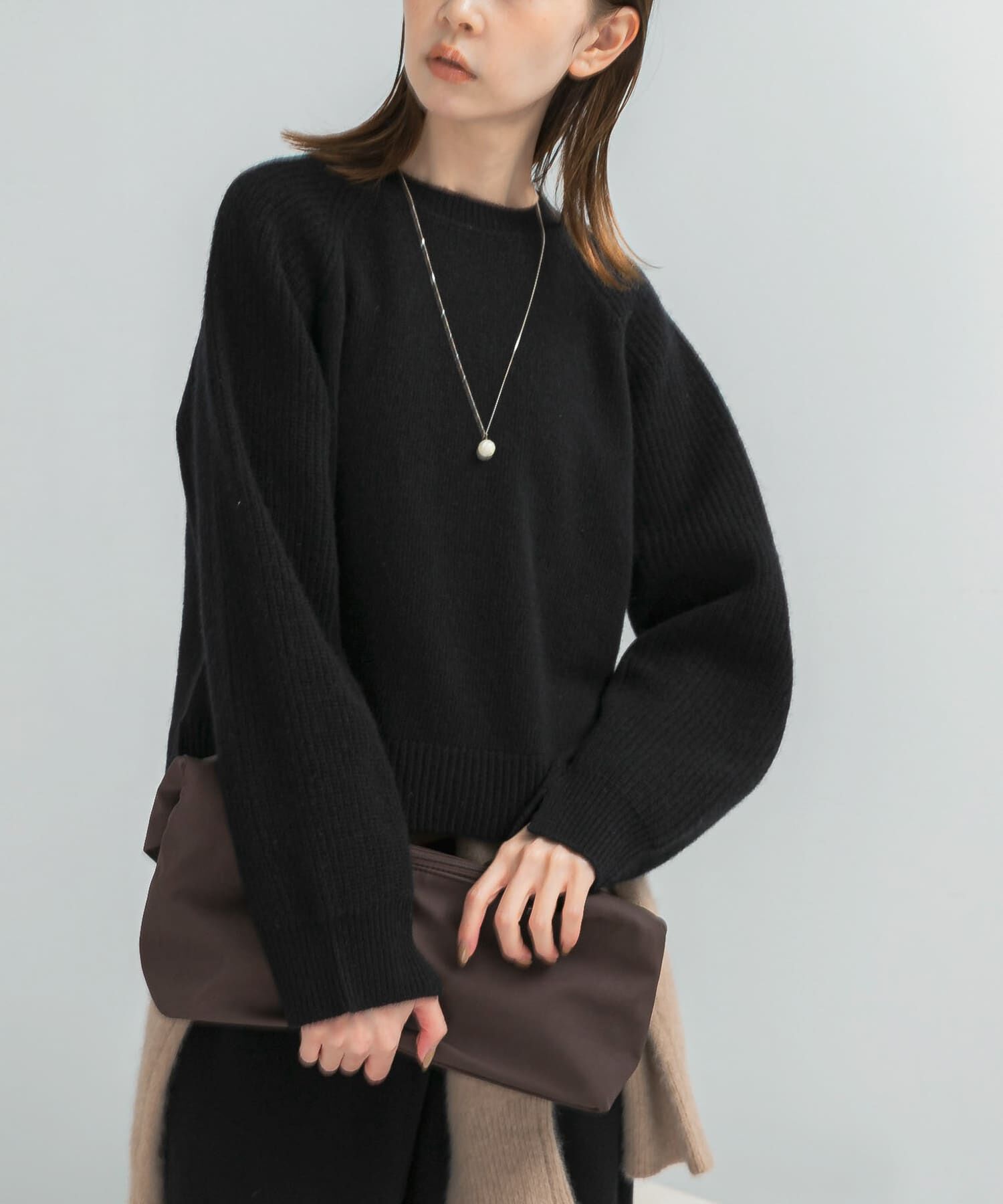 URBAN RESEARCH ROSSO「スーパーファインラムズウールショートニット」|ニット・セーター|ブラック