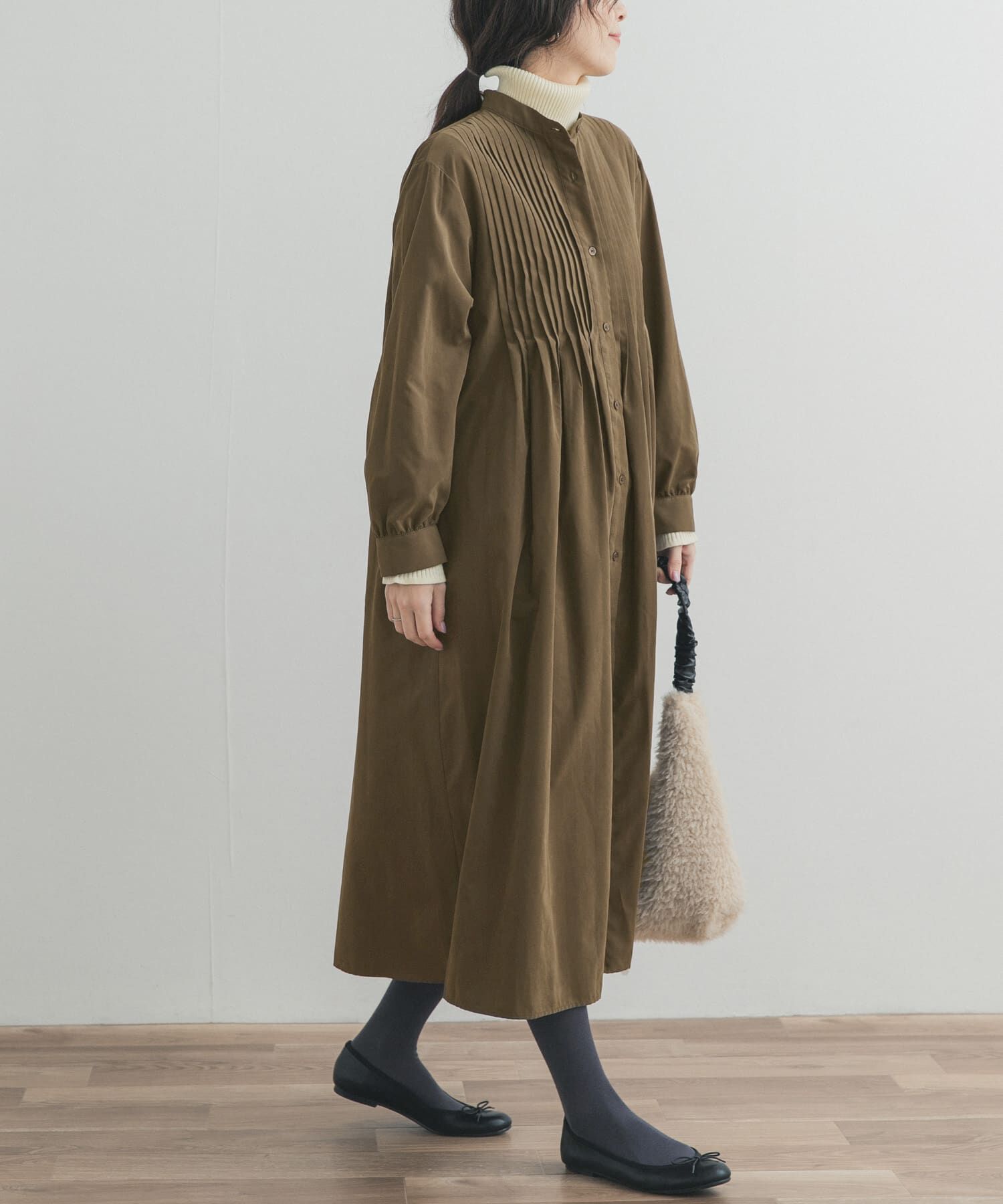 URBAN RESEARCH DOORS「ピーチタッチピンタックワンピース」|ワンピース|