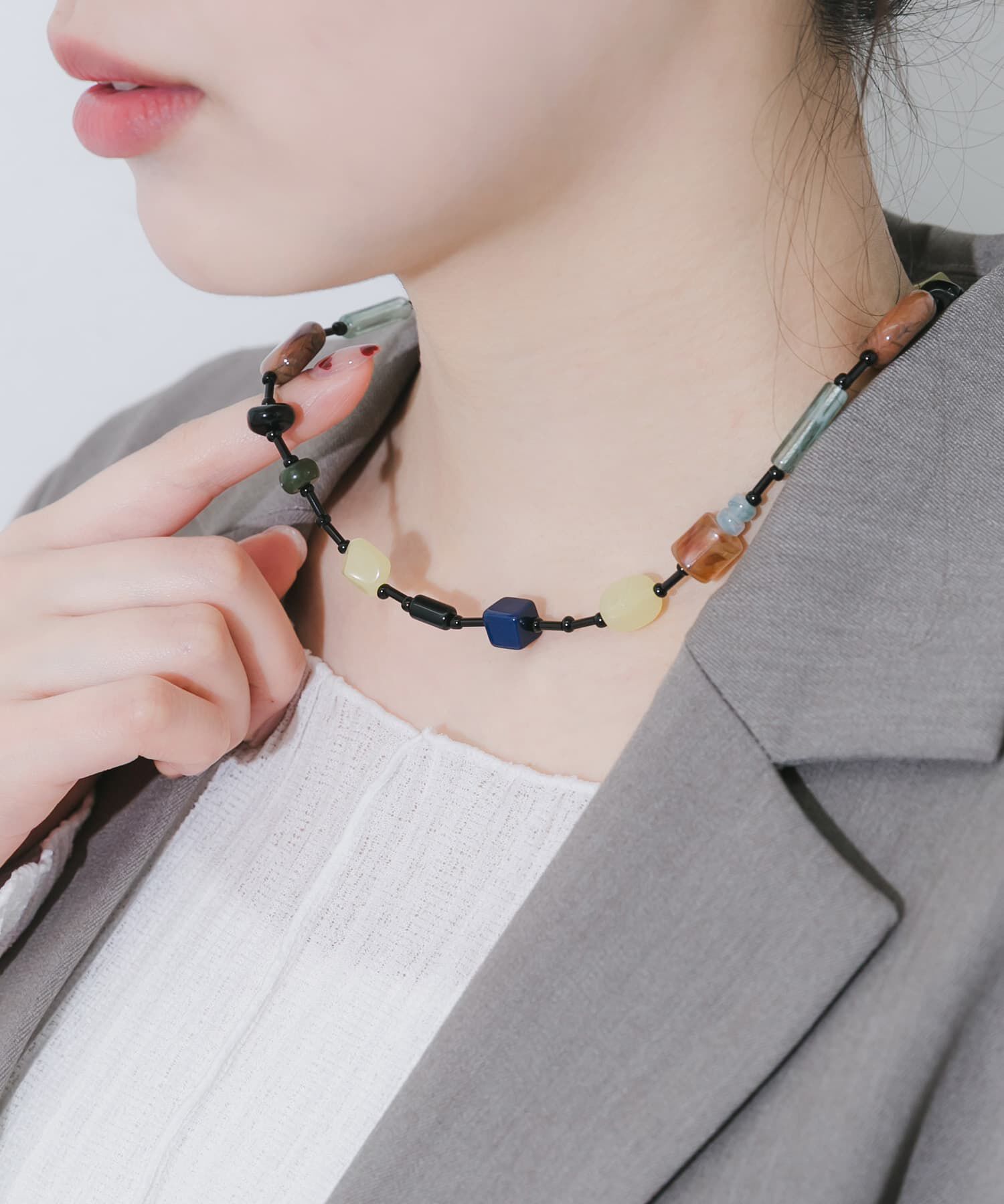 SMELLY「ステンレスマルチビーズネックレス」|ネックレス|