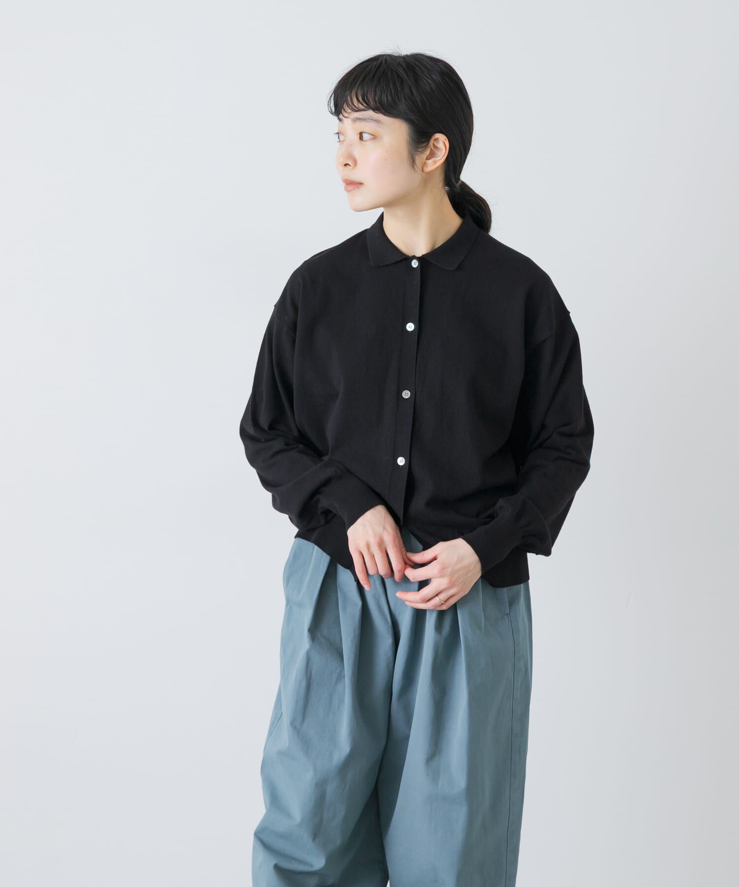 かぐれ「コットンハイゲージポロニットカーディガン」|カーディガン|