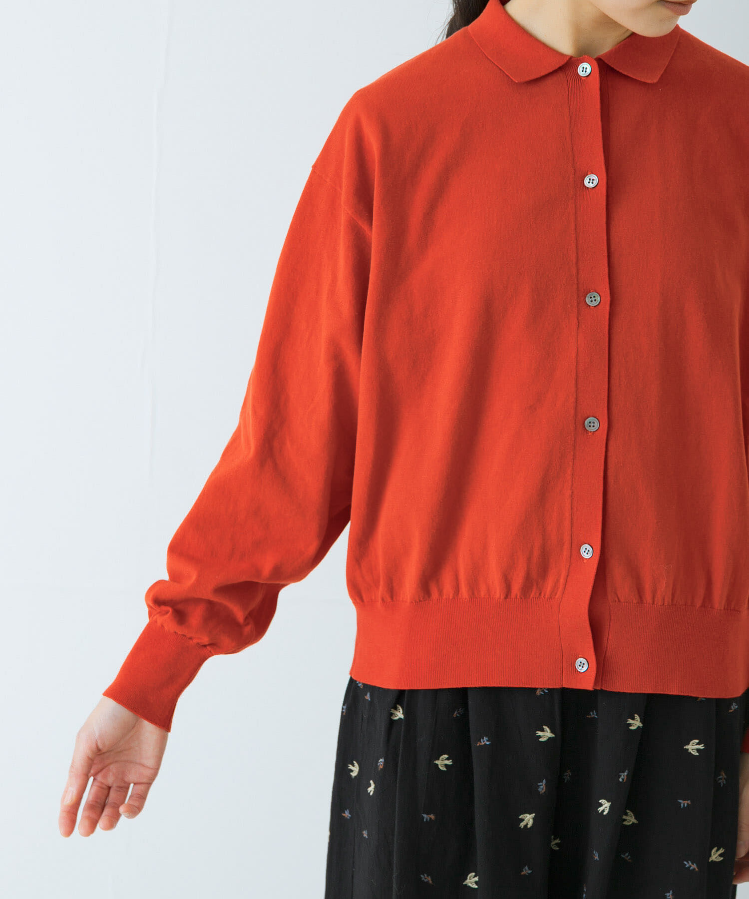 かぐれ「コットンハイゲージポロニットカーディガン」|カーディガン|