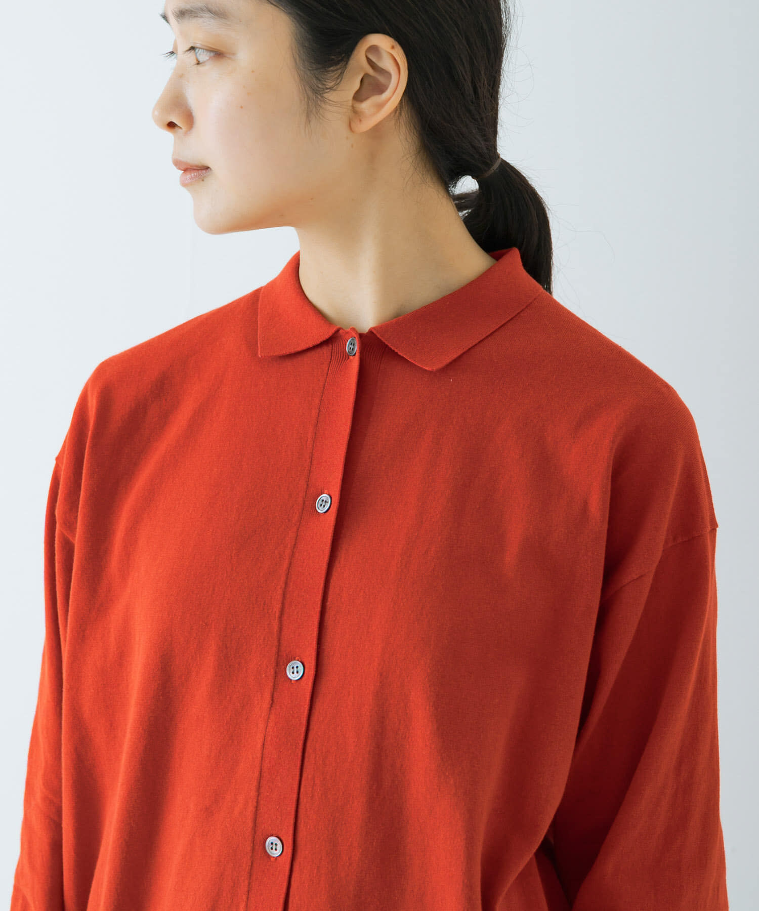 かぐれ「コットンハイゲージポロニットカーディガン」|カーディガン|