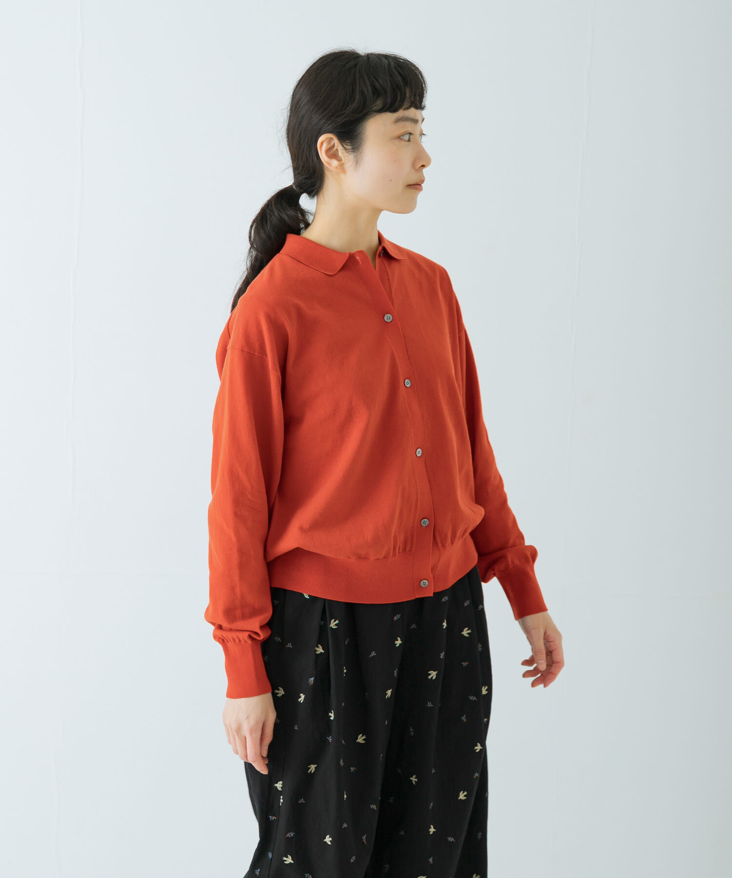 かぐれ「コットンハイゲージポロニットカーディガン」|カーディガン|