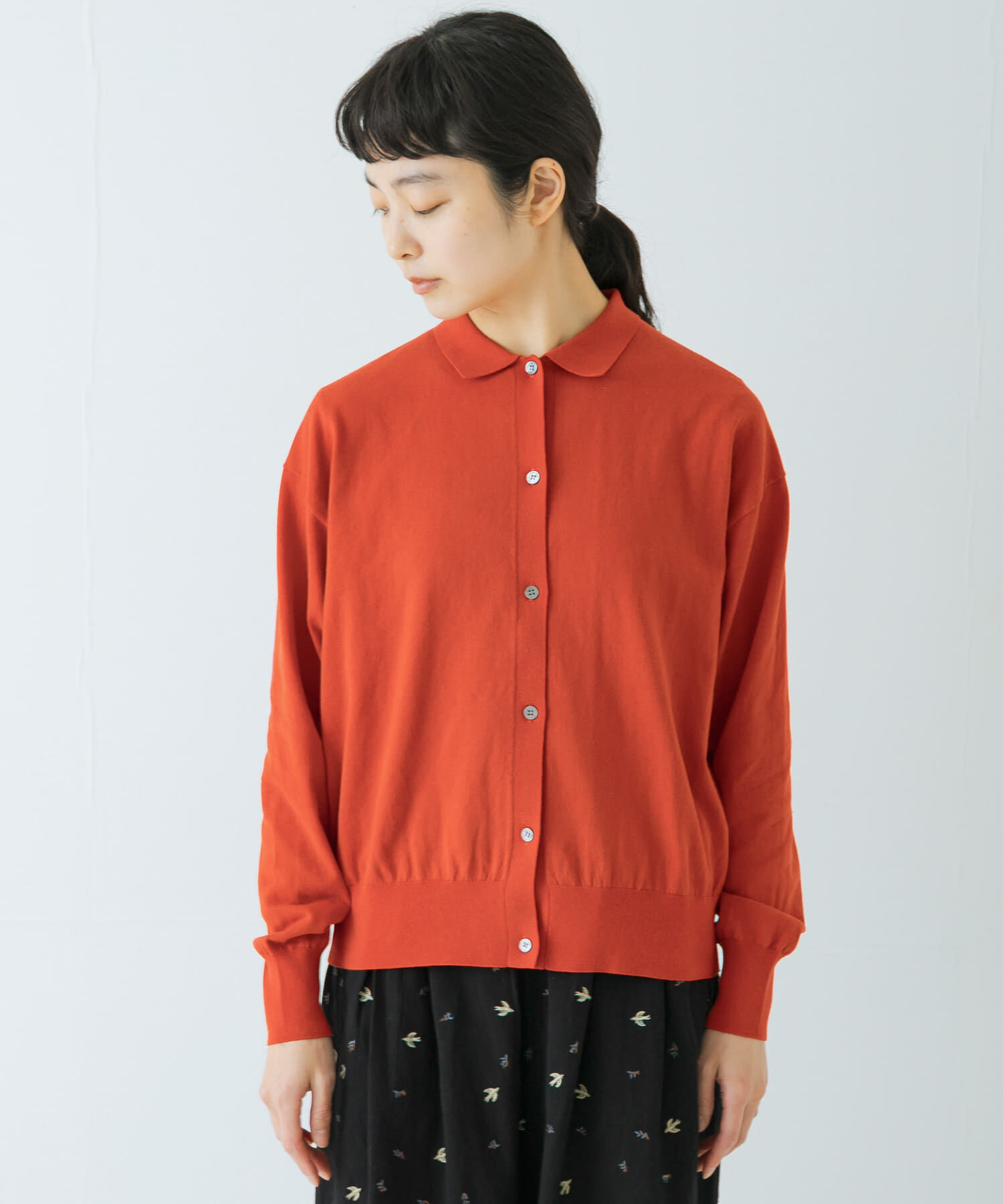 かぐれ「コットンハイゲージポロニットカーディガン」|カーディガン|