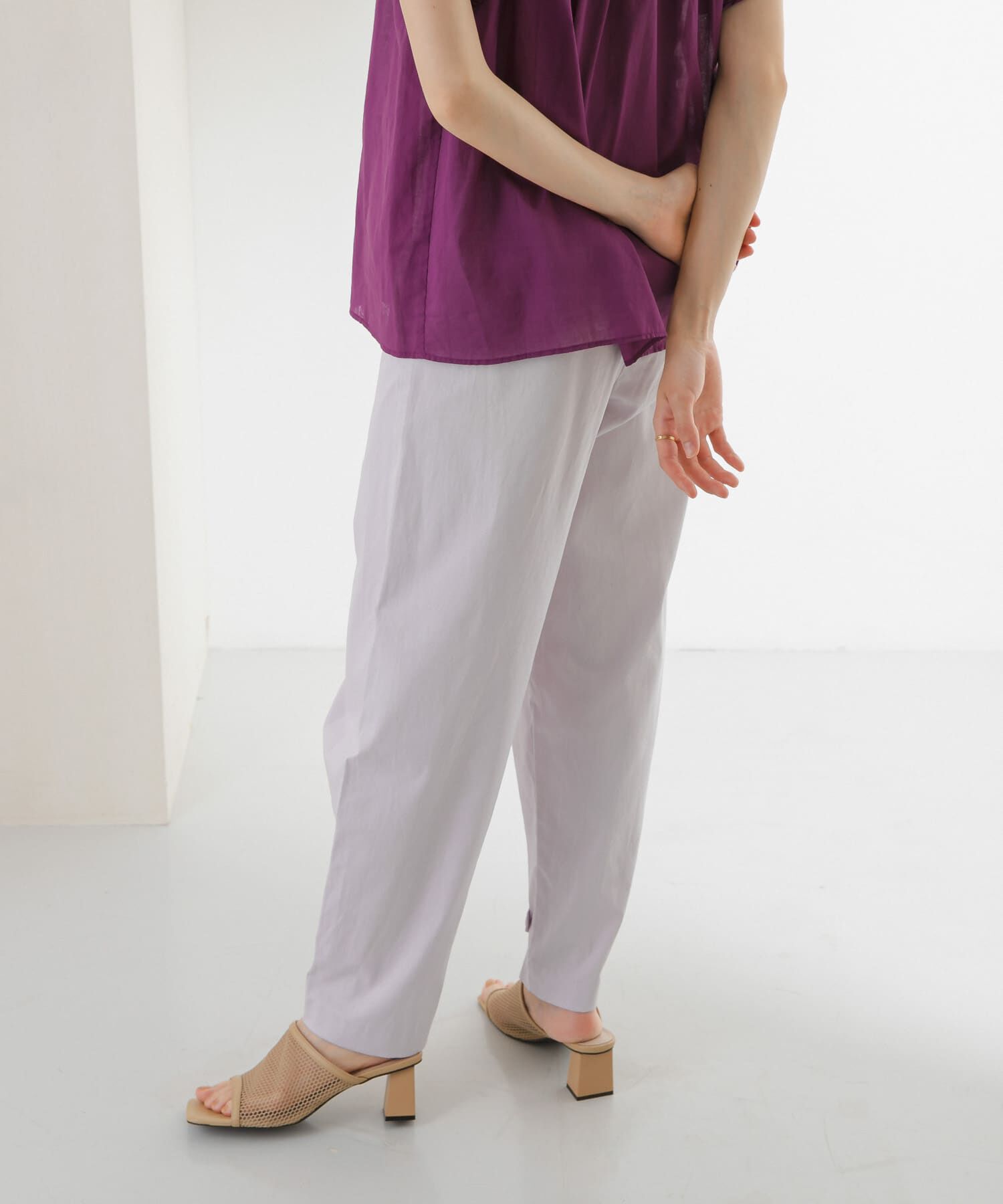  「ヘムボタンデザインパンツ」|その他|ピンク